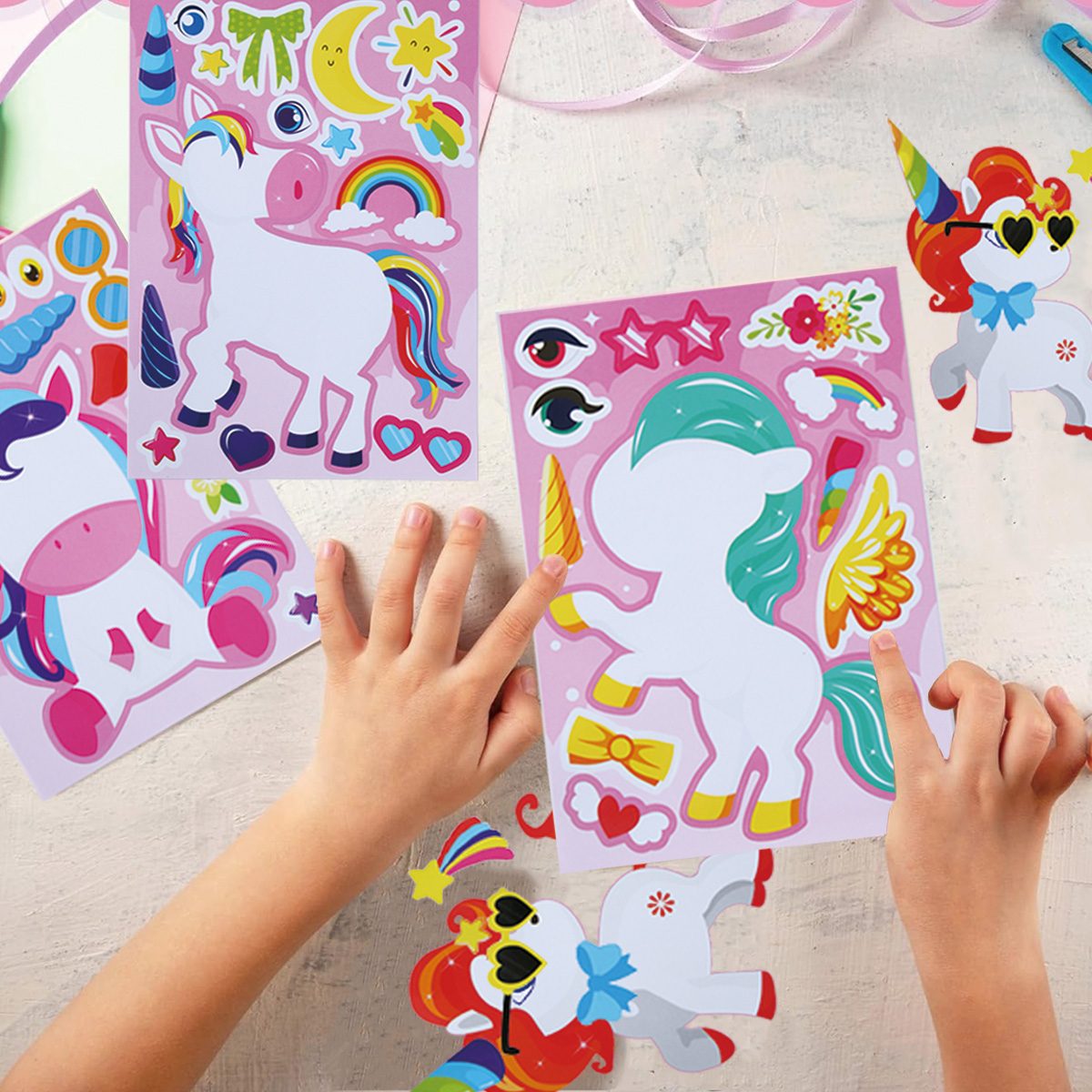 Party Games Kids Birthday - 12Sheets Rainbow Horse Children DIY Puzzle
