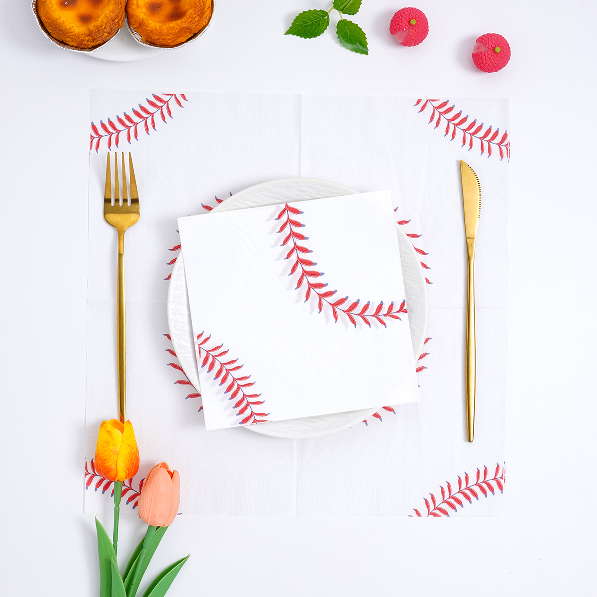 Party Games Classic - Classic Baseball Seam Design Disposable Napkins