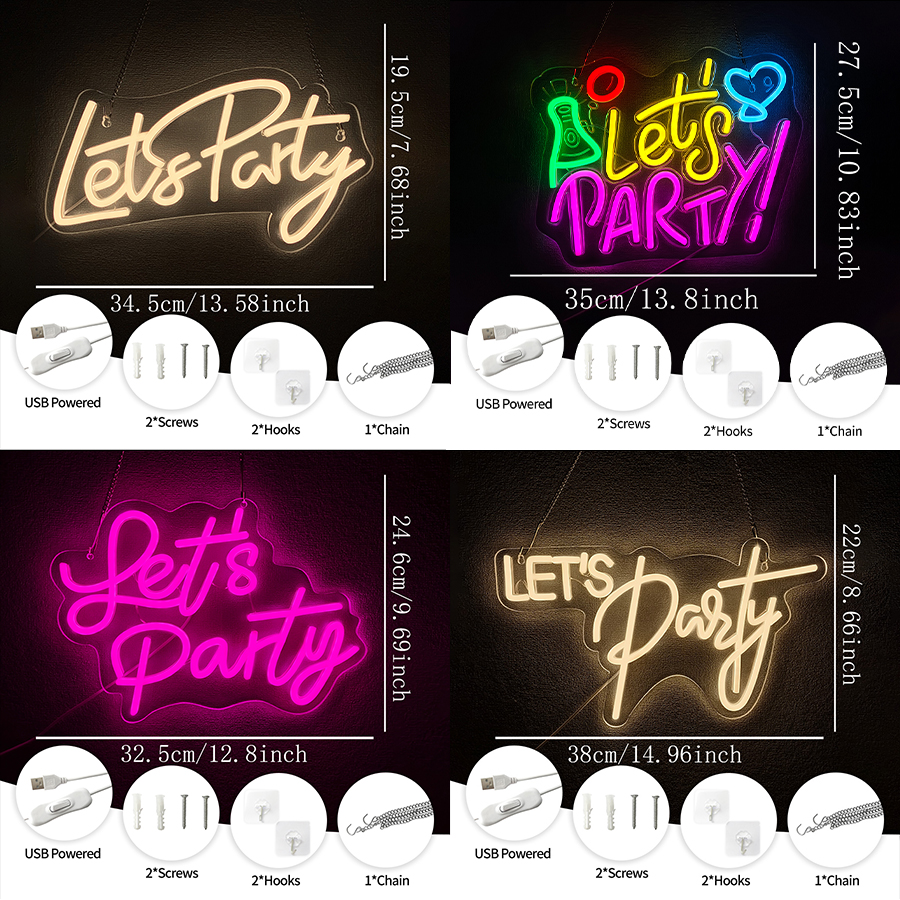 Party Games Bachelorette - Let'S Party Series Neon Sign For