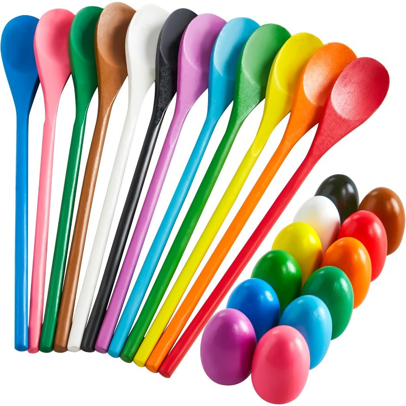 Party Games Easter For Family - 24 PCS Easter Egg and Spoon