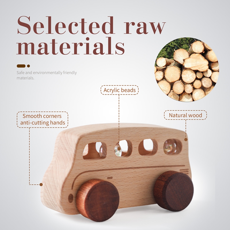 1PC Baby Wooden Toys Beech Car - Party Games Bus 리뷰 및 가격
