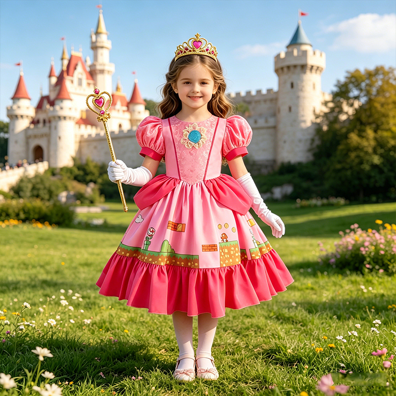 Princess Peach Costume Dress w - Party Games Kids Birthday 리뷰 및 가격