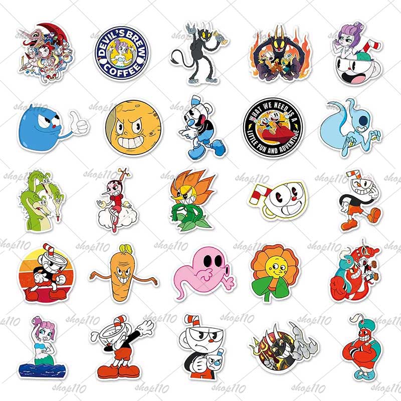 Cuphead Sticker Boy Game Gift  - Party Games Kids Birthday 리뷰 및 가격