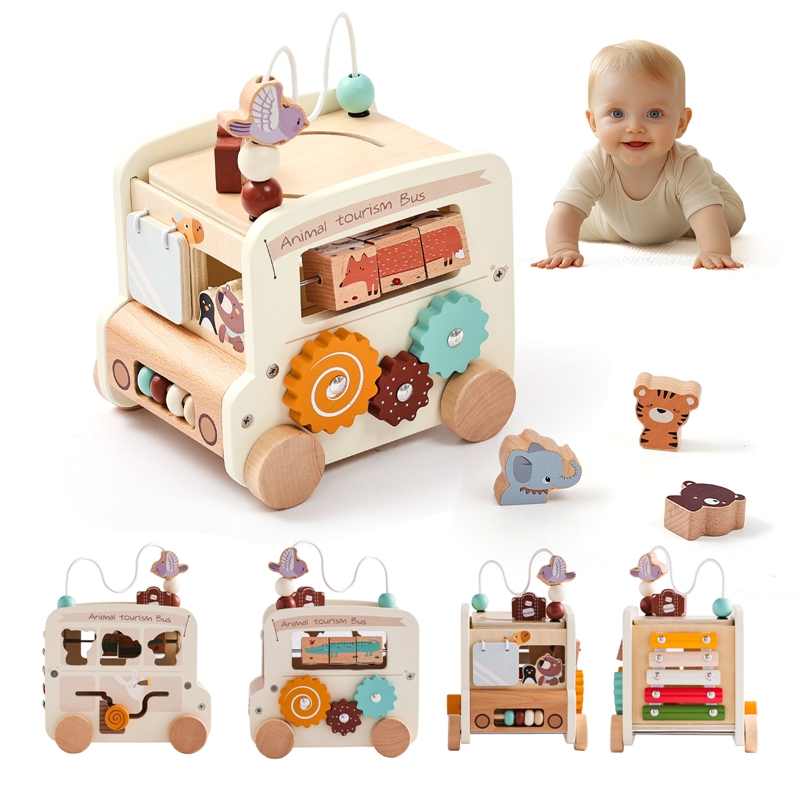 Montessori Wooden Children Toy - Party Games Bus 리뷰 및 가격
