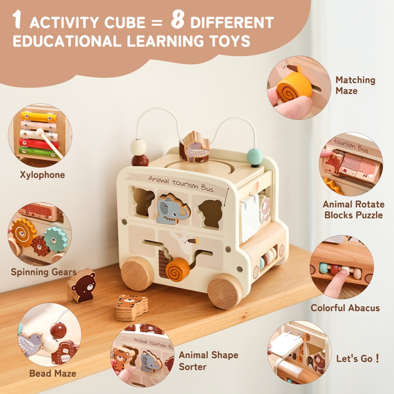 Montessori Wooden Children Toy - Party Games Bus 리뷰 및 가격