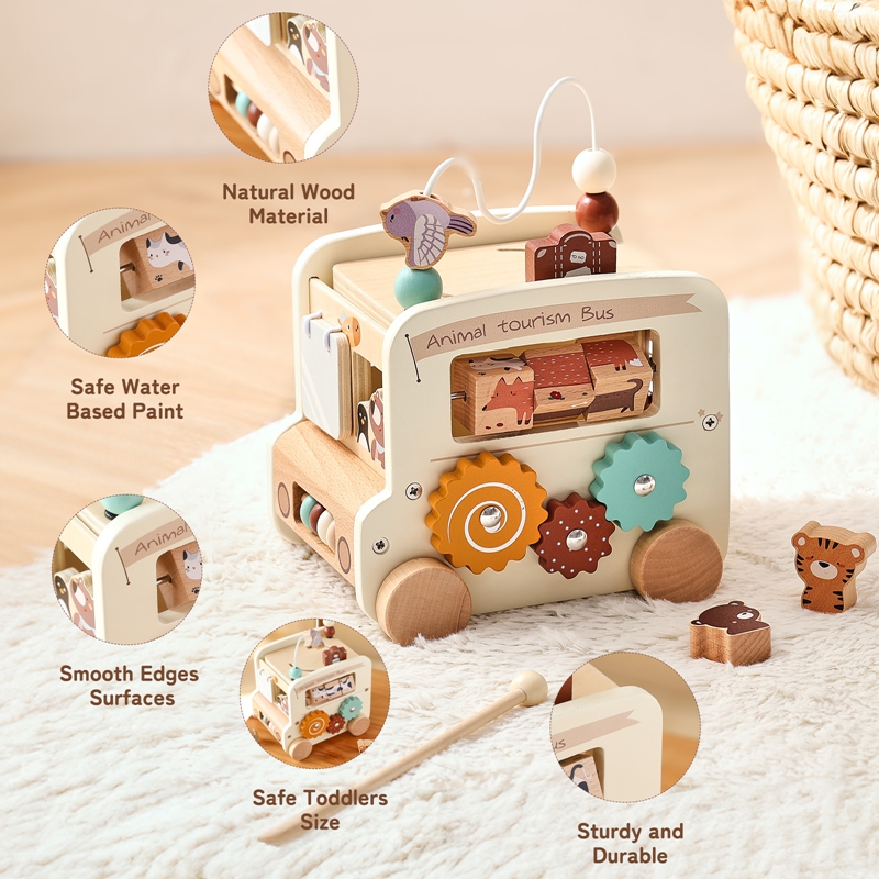 Montessori Wooden Children Toy - Party Games Bus 리뷰 및 가격
