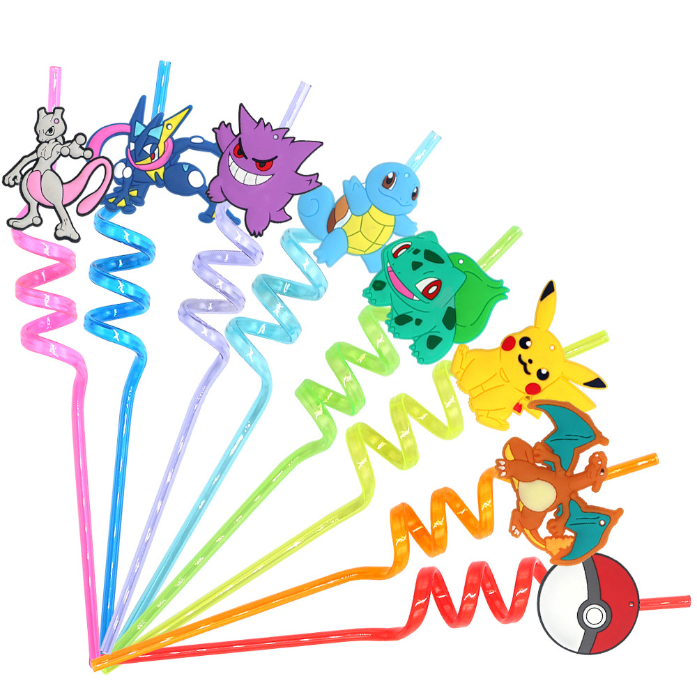 Pikachu Cartoon Drinking Straw - Party Games Kids Birthday 리뷰 및 가격