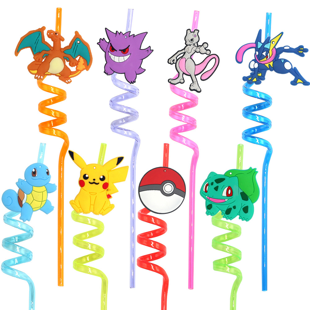 Pikachu Cartoon Drinking Straw - Party Games Kids Birthday 리뷰 및 가격
