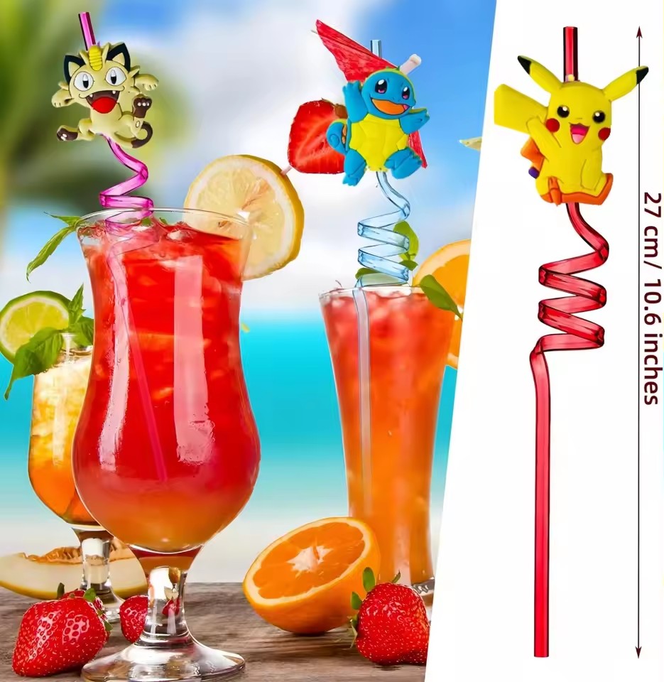 Pikachu Cartoon Drinking Straw - Party Games Kids Birthday 리뷰 및 가격