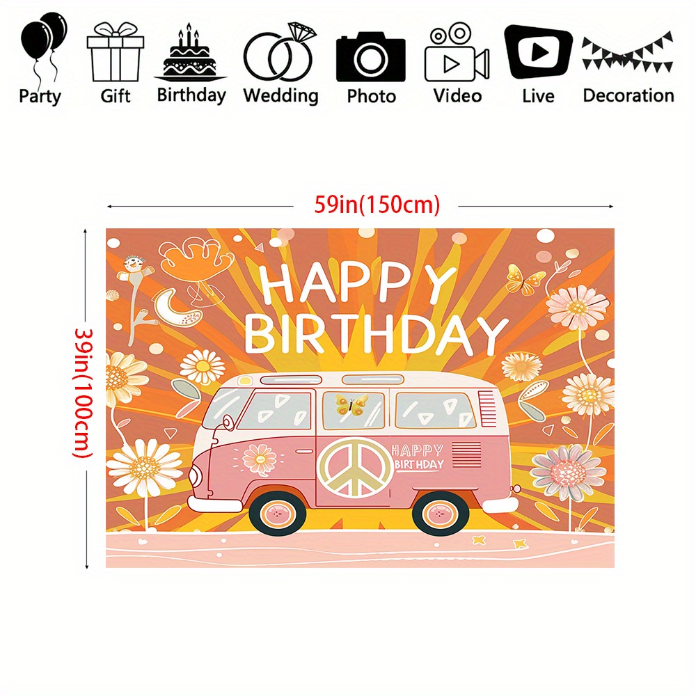 Retro 70's hippie theme Happy  - Party Games Bus 리뷰 및 가격